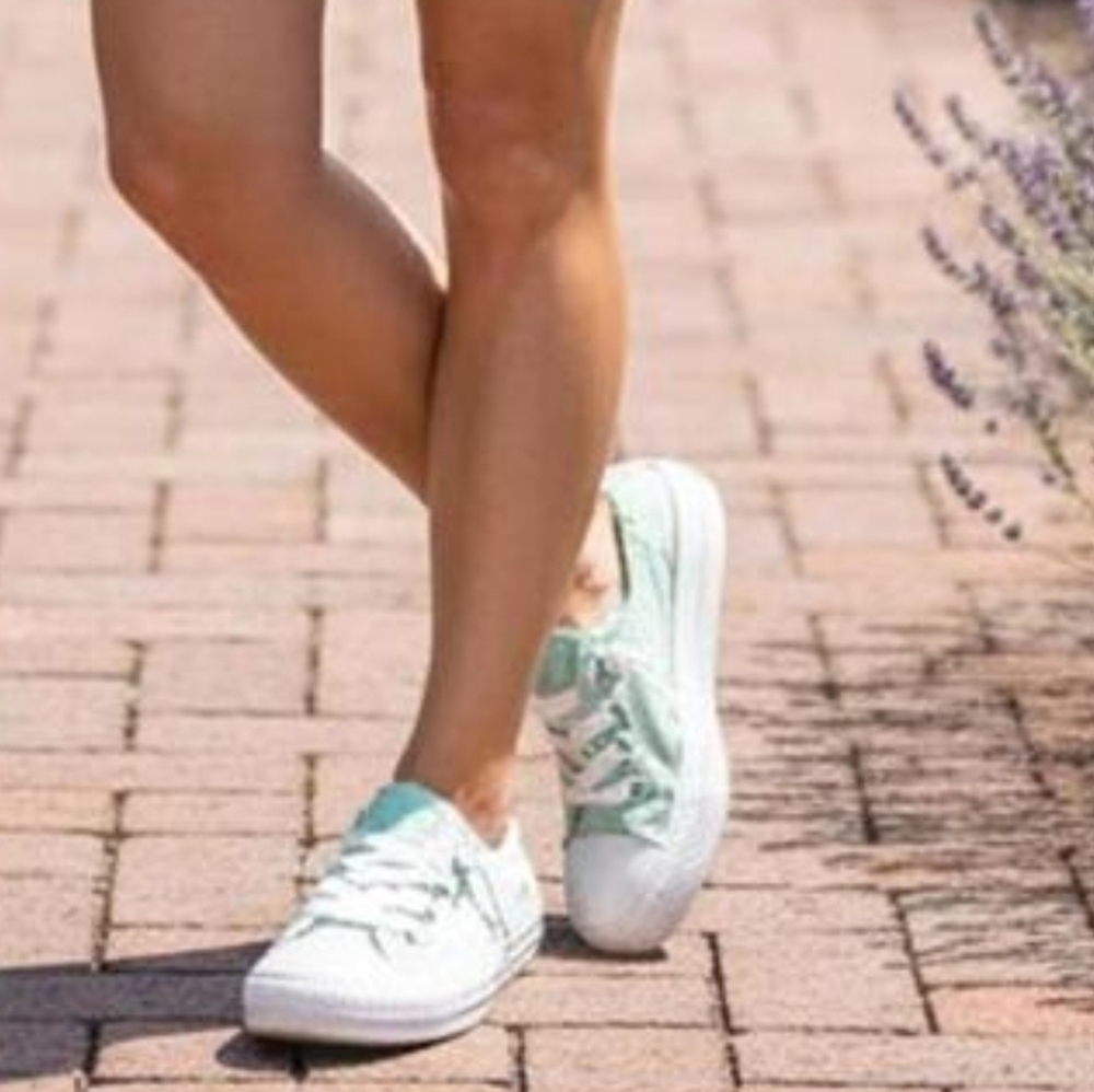 Converse Chuck Taylor All Star Crochet Mint Green Eyelet Slip-On Sneakers Size 6